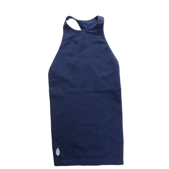 NWOT Free People Movement High Neckline Racerback Tank Navy Blue - Picture 1 of 6